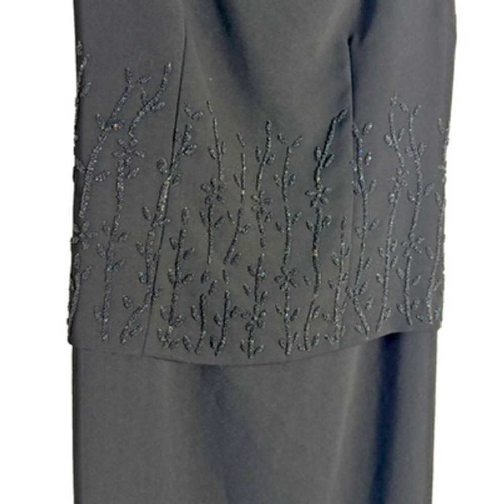 NWT Pride & Joy Vintage Black Beaded Dress Midi Formal 90s‎ Cocktail Glam
